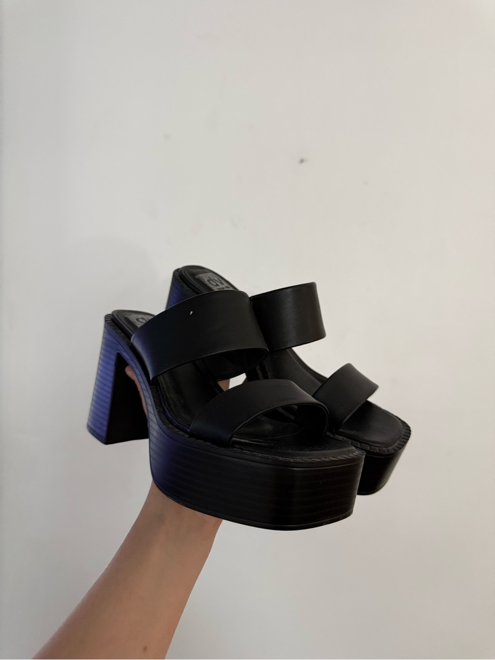 Dolce Vita Black Double-Strap Platform Heels